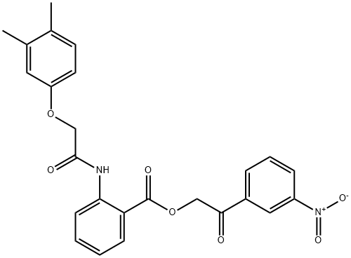 2-{3-nitrophenyl}-2-oxoethyl 2-{[(3,4-dimethylphenoxy)acetyl]amino}benzoate Struktur