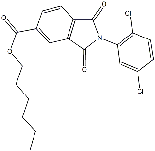 hexyl 2-(2,5-dichlorophenyl)-1,3-dioxo-5-isoindolinecarboxylate Struktur