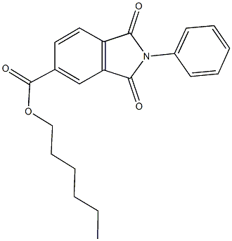 hexyl 1,3-dioxo-2-phenyl-5-isoindolinecarboxylate Struktur