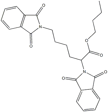 butyl 2,6-bis(1,3-dioxo-1,3-dihydro-2H-isoindol-2-yl)hexanoate Struktur