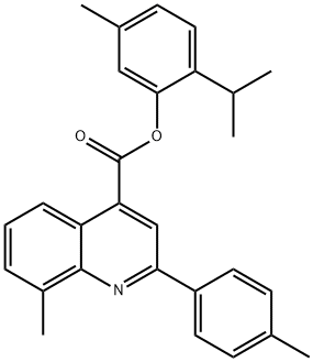 2-isopropyl-5-methylphenyl 8-methyl-2-(4-methylphenyl)-4-quinolinecarboxylate Struktur