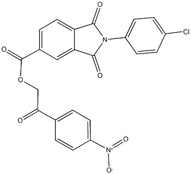 2-{4-nitrophenyl}-2-oxoethyl 2-(4-chlorophenyl)-1,3-dioxoisoindoline-5-carboxylate Struktur