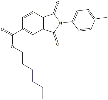 hexyl 2-(4-methylphenyl)-1,3-dioxo-5-isoindolinecarboxylate Struktur