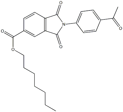 heptyl 2-(4-acetylphenyl)-1,3-dioxo-5-isoindolinecarboxylate Struktur