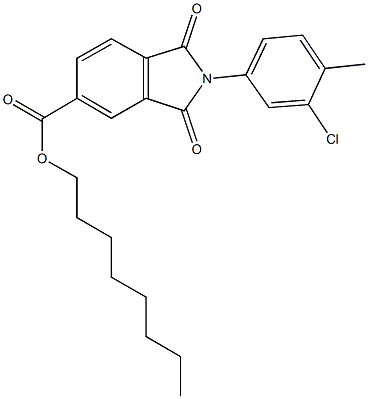 octyl 2-(3-chloro-4-methylphenyl)-1,3-dioxo-5-isoindolinecarboxylate Struktur