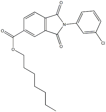 heptyl 2-(3-chlorophenyl)-1,3-dioxo-5-isoindolinecarboxylate Struktur