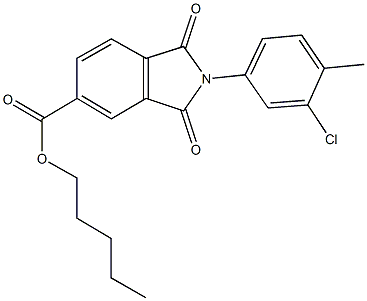 pentyl 2-(3-chloro-4-methylphenyl)-1,3-dioxoisoindoline-5-carboxylate Struktur