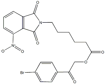 2-(4-bromophenyl)-2-oxoethyl 6-{4-nitro-1,3-dioxo-1,3-dihydro-2H-isoindol-2-yl}hexanoate Struktur