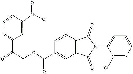 2-{3-nitrophenyl}-2-oxoethyl 2-(2-chlorophenyl)-1,3-dioxo-5-isoindolinecarboxylate Struktur