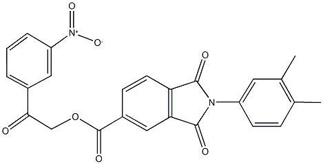 2-{3-nitrophenyl}-2-oxoethyl 2-(3,4-dimethylphenyl)-1,3-dioxoisoindoline-5-carboxylate Struktur