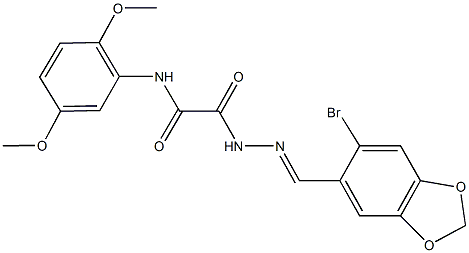 2-{2-[(6-bromo-1,3-benzodioxol-5-yl)methylene]hydrazino}-N-(2,5-dimethoxyphenyl)-2-oxoacetamide Struktur