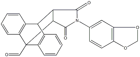 17-(1,3-benzodioxol-5-yl)-16,18-dioxo-17-azapentacyclo[6.6.5.0~2,7~.0~9,14~.0~15,19~]nonadeca-2,4,6,9,11,13-hexaene-1-carbaldehyde Struktur