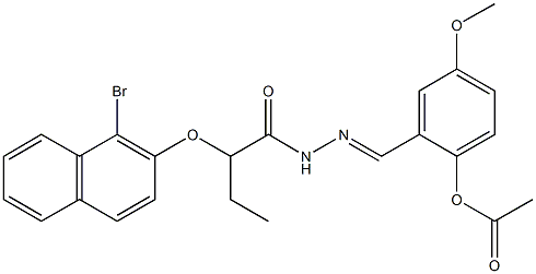 2-(2-{2-[(1-bromo-2-naphthyl)oxy]butanoyl}carbohydrazonoyl)-4-methoxyphenyl acetate Struktur