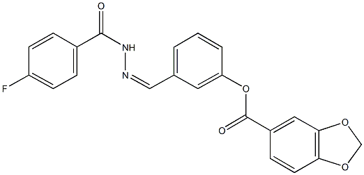 3-[2-(4-fluorobenzoyl)carbohydrazonoyl]phenyl 1,3-benzodioxole-5-carboxylate Struktur