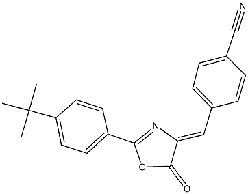 4-[(2-(4-tert-butylphenyl)-5-oxo-1,3-oxazol-4(5H)-ylidene)methyl]benzonitrile Struktur