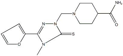 1-{[3-(2-furyl)-4-methyl-5-thioxo-4,5-dihydro-1H-1,2,4-triazol-1-yl]methyl}-4-piperidinecarboxamide Struktur