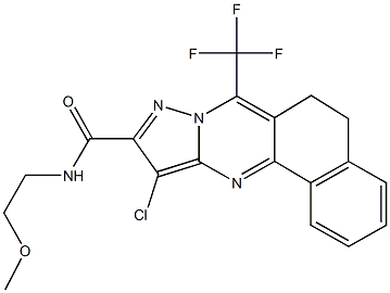 11-chloro-N-(2-methoxyethyl)-7-(trifluoromethyl)-5,6-dihydrobenzo[h]pyrazolo[5,1-b]quinazoline-10-carboxamide Struktur