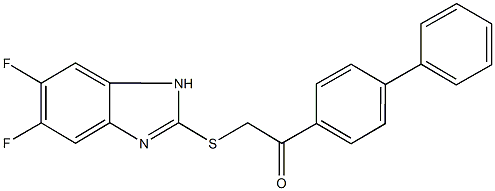 1-[1,1'-biphenyl]-4-yl-2-[(5,6-difluoro-1H-benzimidazol-2-yl)sulfanyl]ethanone Struktur