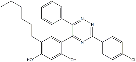 4-[3-(4-chlorophenyl)-6-phenyl-1,2,4-triazin-5-yl]-6-hexyl-1,3-benzenediol Struktur