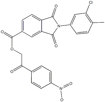 2-{4-nitrophenyl}-2-oxoethyl 2-(3-chloro-4-methylphenyl)-1,3-dioxo-5-isoindolinecarboxylate Struktur