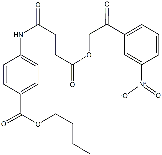 butyl 4-{[4-(2-{3-nitrophenyl}-2-oxoethoxy)-4-oxobutanoyl]amino}benzoate Struktur