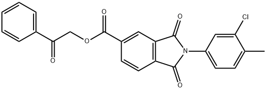 2-oxo-2-phenylethyl 2-(3-chloro-4-methylphenyl)-1,3-dioxo-5-isoindolinecarboxylate Struktur