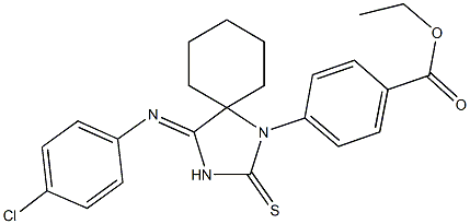 ethyl 4-{4-[(4-chlorophenyl)imino]-2-thioxo-1,3-diazaspiro[4.5]dec-1-yl}benzoate Struktur