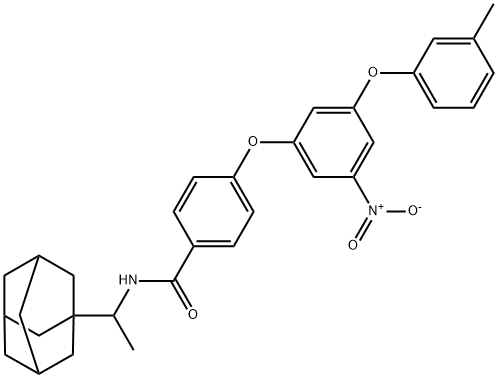 N-[1-(1-adamantyl)ethyl]-4-[3-nitro-5-(3-methylphenoxy)phenoxy]benzamide Struktur