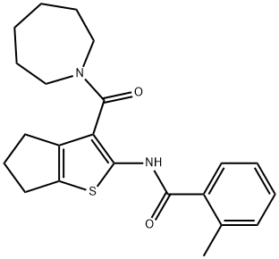 N-[3-(1-azepanylcarbonyl)-5,6-dihydro-4H-cyclopenta[b]thien-2-yl]-2-methylbenzamide Struktur