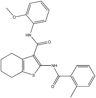 N-(2-methoxyphenyl)-2-[(2-methylbenzoyl)amino]-4,5,6,7-tetrahydro-1-benzothiophene-3-carboxamide Struktur