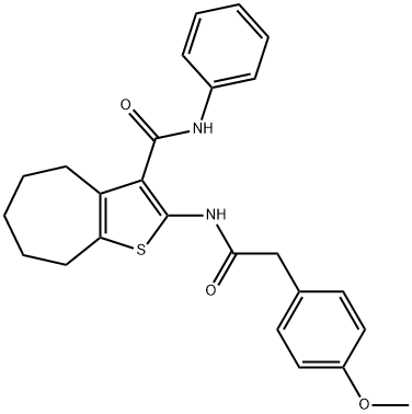 2-{[(4-methoxyphenyl)acetyl]amino}-N-phenyl-5,6,7,8-tetrahydro-4H-cyclohepta[b]thiophene-3-carboxamide Struktur