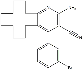 2-amino-4-(3-bromophenyl)-5,6,7,8,9,10,11,12,13,14-decahydrocyclododeca[b]pyridine-3-carbonitrile Struktur