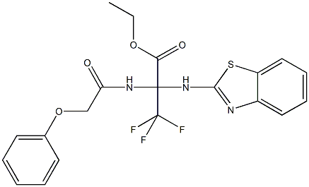 ethyl 2-(1,3-benzothiazol-2-ylamino)-3,3,3-trifluoro-2-[(phenoxyacetyl)amino]propanoate Struktur