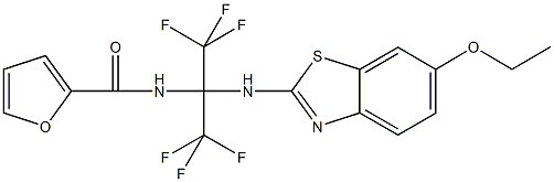 N-[1-[(6-ethoxy-1,3-benzothiazol-2-yl)amino]-2,2,2-trifluoro-1-(trifluoromethyl)ethyl]-2-furamide Struktur