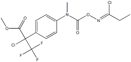 methyl 2-chloro-2-{4-[({[(1-chloropropylidene)amino]oxy}carbonyl)(methyl)amino]phenyl}-3,3,3-trifluoropropanoate Struktur