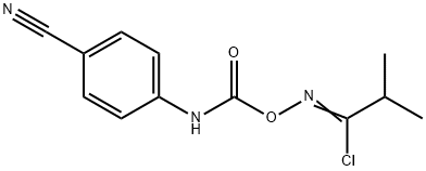 N-{[(4-cyanoanilino)carbonyl]oxy}-2-methylpropanimidoyl chloride Struktur