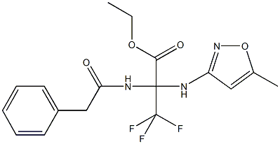 ethyl 3,3,3-trifluoro-2-[(5-methyl-3-isoxazolyl)amino]-2-[(phenylacetyl)amino]propanoate Struktur