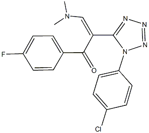 2-[1-(4-chlorophenyl)-1H-tetraazol-5-yl]-3-(dimethylamino)-1-(4-fluorophenyl)-2-propen-1-one Struktur