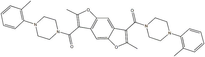 2,6-dimethyl-3,7-bis{[4-(2-methylphenyl)-1-piperazinyl]carbonyl}furo[2,3-f][1]benzofuran Struktur