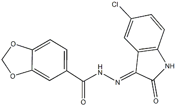 N'-(5-chloro-2-oxo-1,2-dihydro-3H-indol-3-ylidene)-1,3-benzodioxole-5-carbohydrazide Struktur