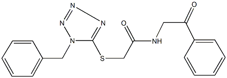 2-[(1-benzyl-1H-tetraazol-5-yl)sulfanyl]-N-(2-oxo-2-phenylethyl)acetamide Struktur