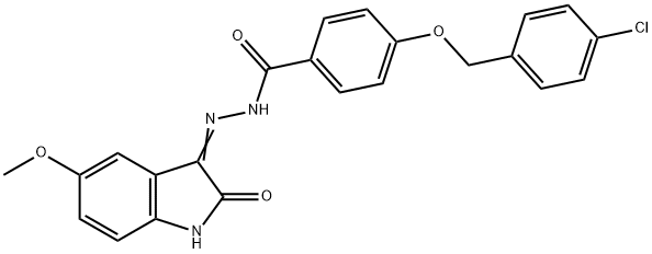 4-[(4-chlorobenzyl)oxy]-N'-(5-methoxy-2-oxo-1,2-dihydro-3H-indol-3-ylidene)benzohydrazide Struktur