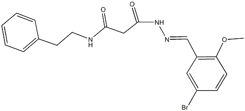 3-[2-(5-bromo-2-methoxybenzylidene)hydrazino]-3-oxo-N-(2-phenylethyl)propanamide Struktur