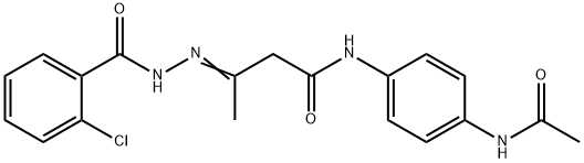 N-[4-(acetylamino)phenyl]-3-[(2-chlorobenzoyl)hydrazono]butanamide Struktur