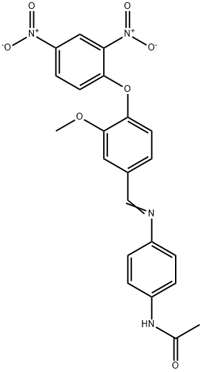 N-{4-[(4-{2,4-bisnitrophenoxy}-3-methoxybenzylidene)amino]phenyl}acetamide Struktur