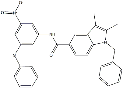 1-benzyl-N-[3-nitro-5-(phenylsulfanyl)phenyl]-2,3-dimethyl-1H-indole-5-carboxamide Struktur