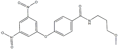 4-{3,5-bisnitrophenoxy}-N-(3-methoxypropyl)benzamide Struktur