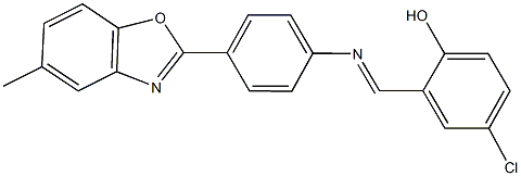 4-chloro-2-({[4-(5-methyl-1,3-benzoxazol-2-yl)phenyl]imino}methyl)phenol Struktur