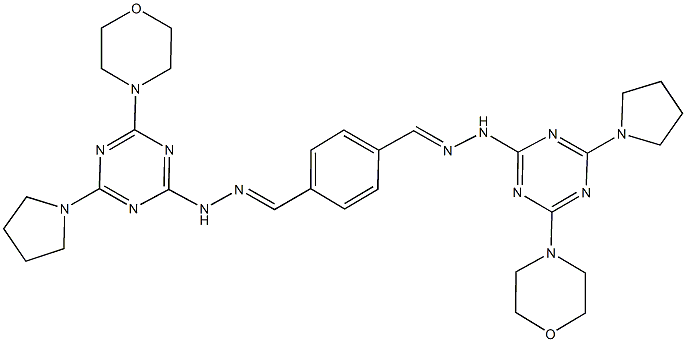 terephthalaldehyde bis{[4-(4-morpholinyl)-6-(1-pyrrolidinyl)-1,3,5-triazin-2-yl]hydrazone} Struktur