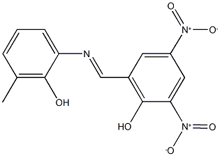 2-{[(2-hydroxy-3-methylphenyl)imino]methyl}-4,6-bisnitrophenol Struktur